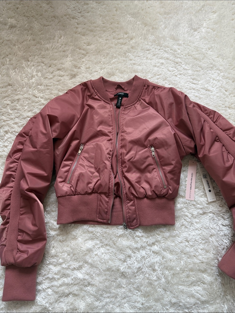 Aqua NWT Cropped Mauve Bomber Jacket
